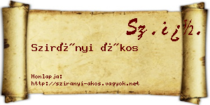 Szirányi Ákos névjegykártya